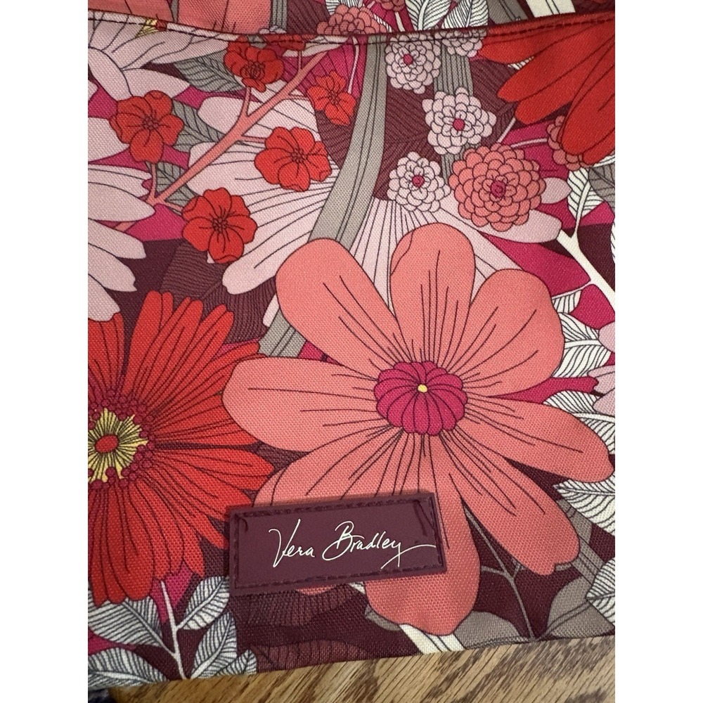 Vera Bradley Women's Pink Red Floral Crossbody Bag Zip Adjustable Strap Silver - Picture 2 of 4